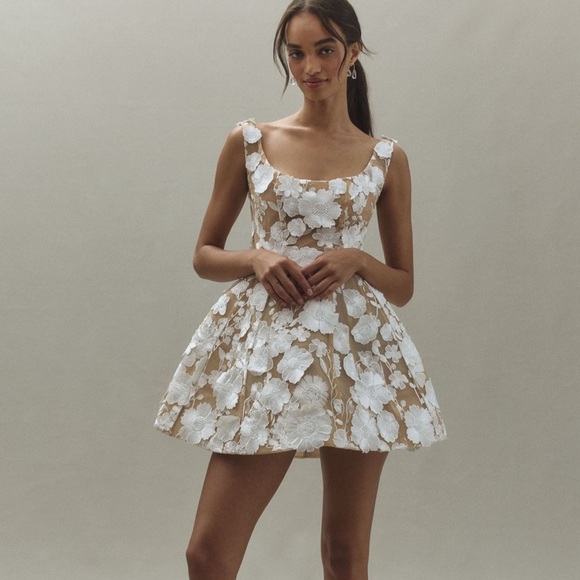 NWT Bronx and Banco Jasmine Scoop-Neck Fit & Flare Mesh Floral Mini Dress Small - Picture 1 of 10